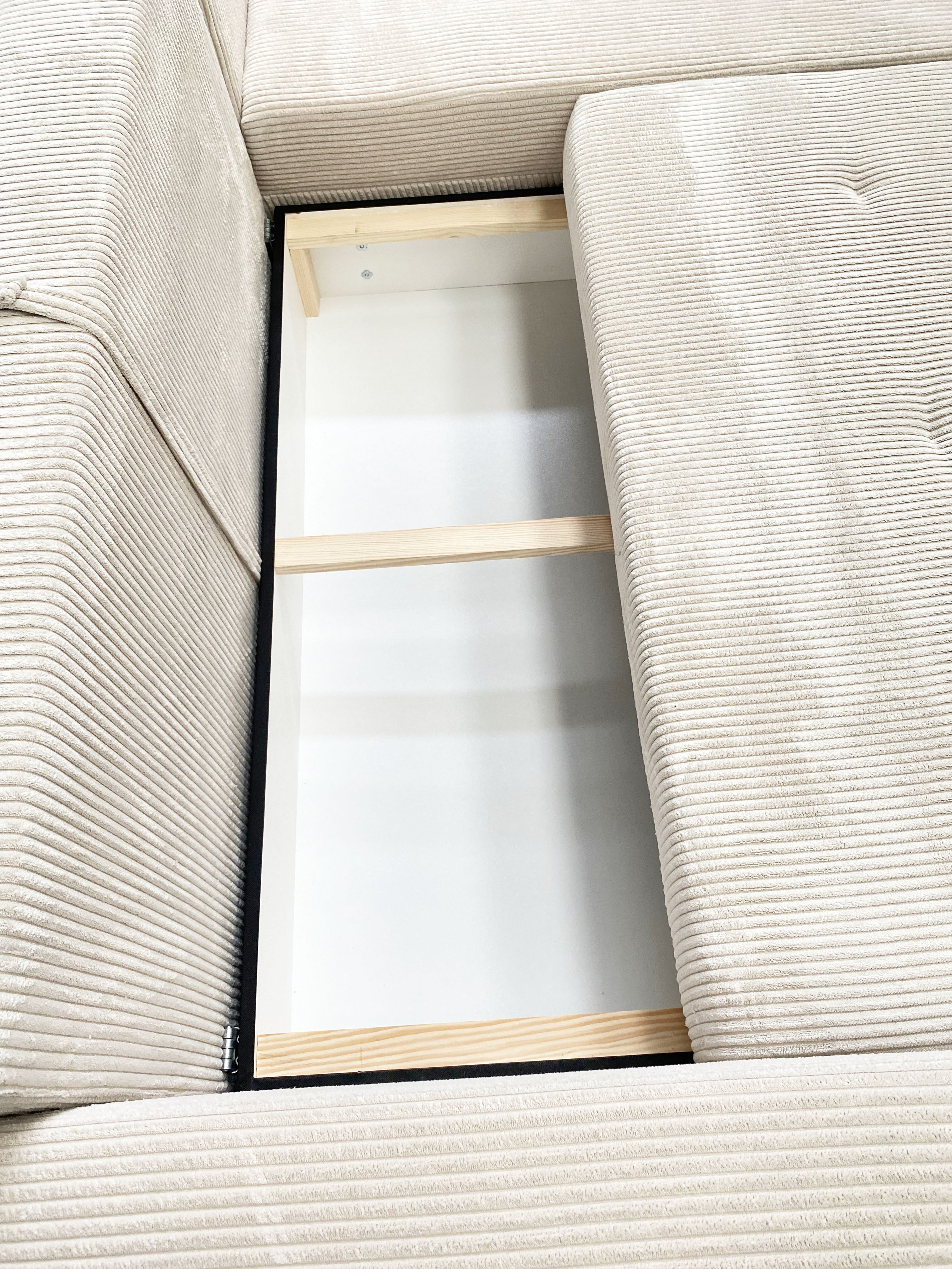 Canapé d'angle convertible velours côtelé beige - FARAH