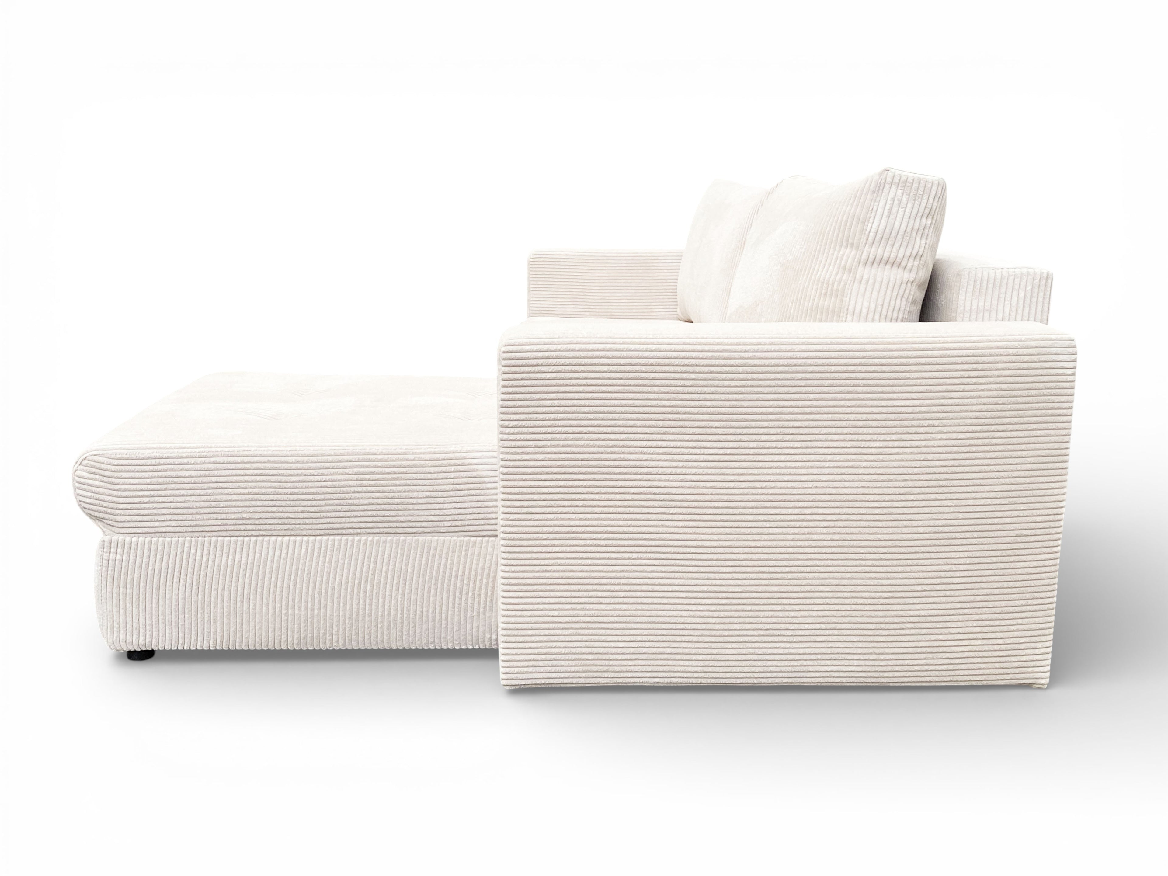 Canapé d'angle convertible velours côtelé beige - FARAH