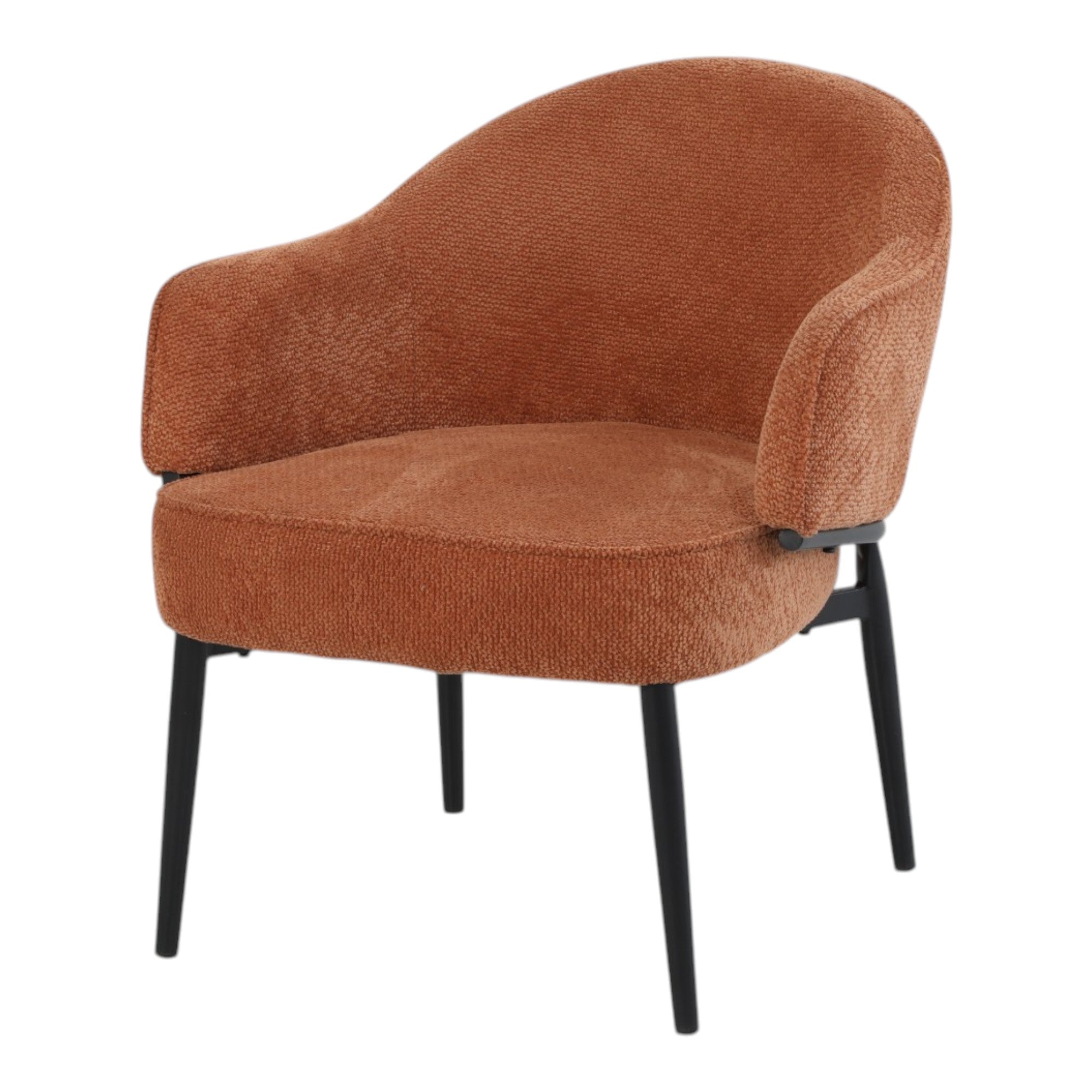 Fauteuil en tissu ourange avec pieds en métal noir - ZOE