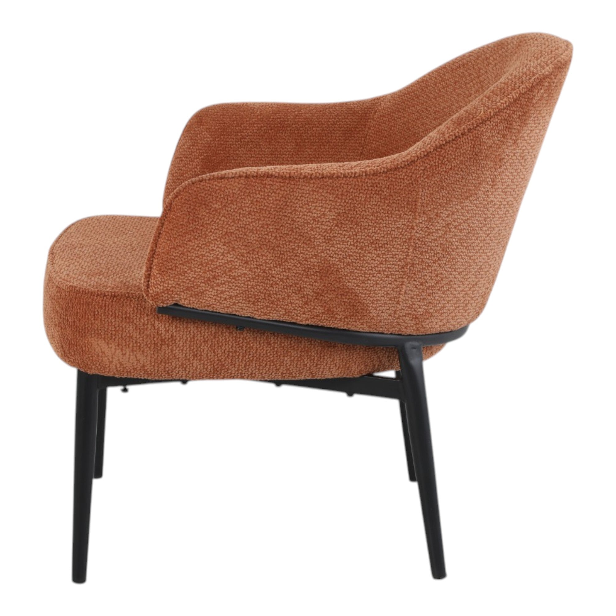 Fauteuil en tissu ourange avec pieds en métal noir - ZOE