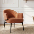 Fauteuil en tissu ourange avec pieds en métal noir - ZOE