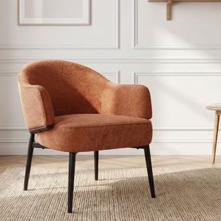 Fauteuil en tissu ourange avec pieds en métal noir - ZOE