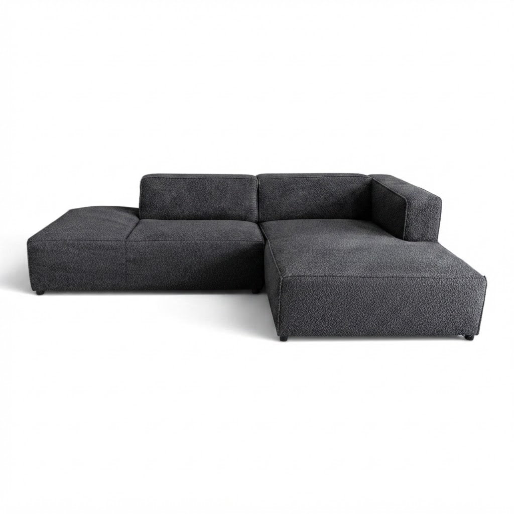 Canapé d'angle droit fixe HAVA tissu noir