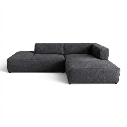 Canapé d'angle droit fixe HAVA tissu noir