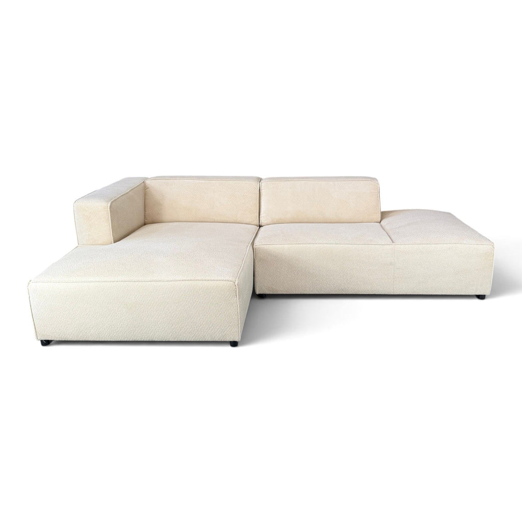 Canapé d'angle gauche fixe HAVA tissu beige