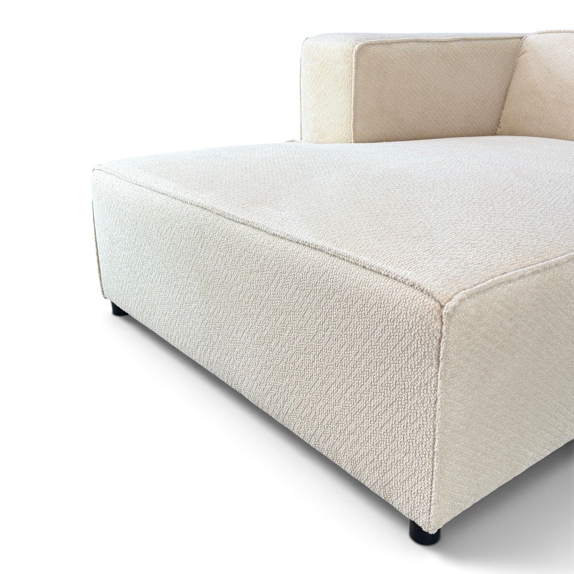 Canapé d'angle gauche fixe HAVA tissu beige
