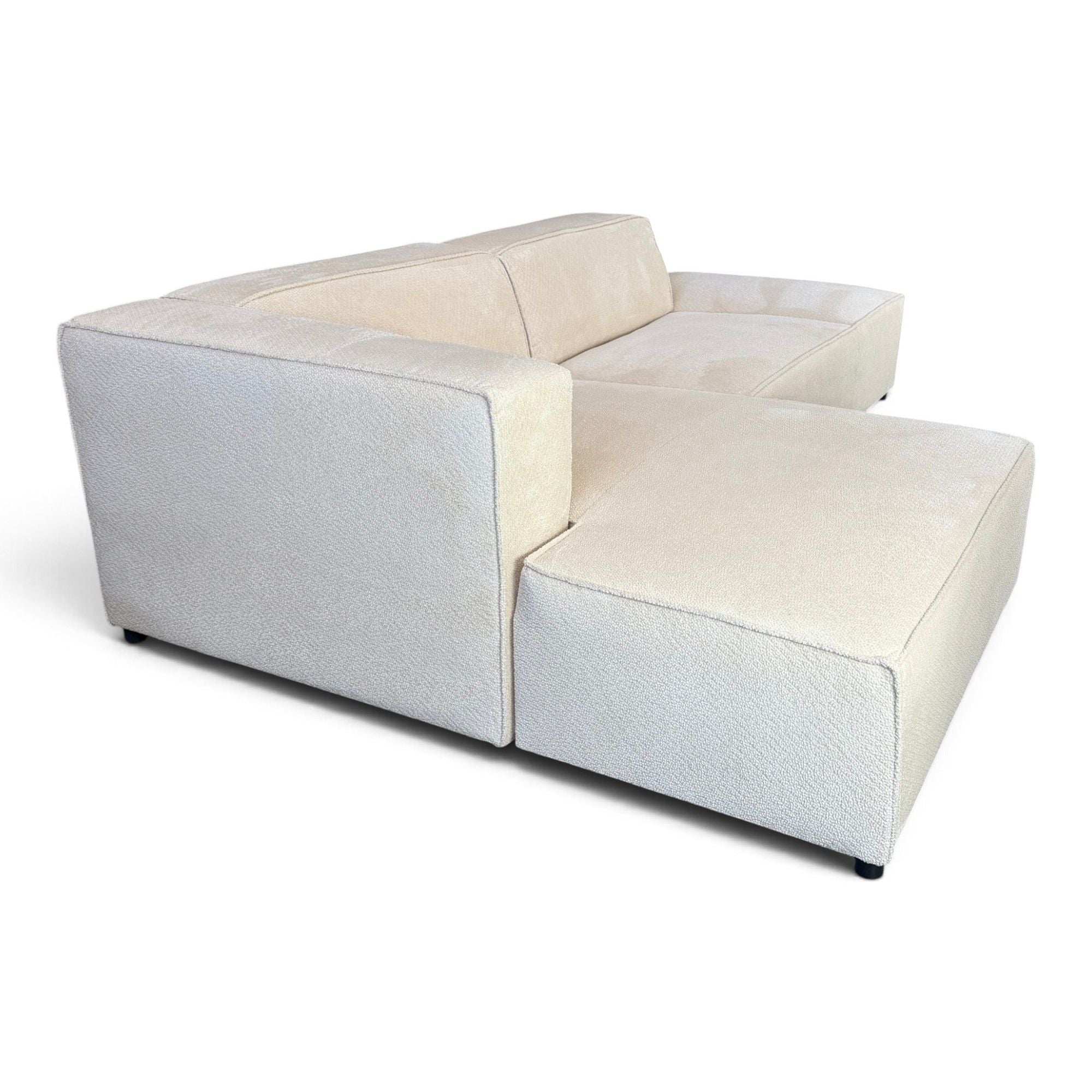 Canapé d'angle gauche fixe HAVA tissu beige