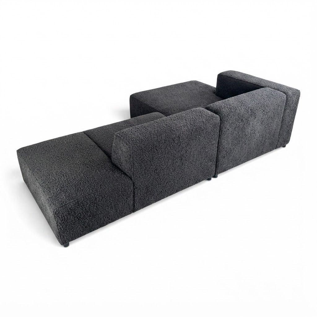 Canapé d'angle gauche fixe HAVA tissu noir