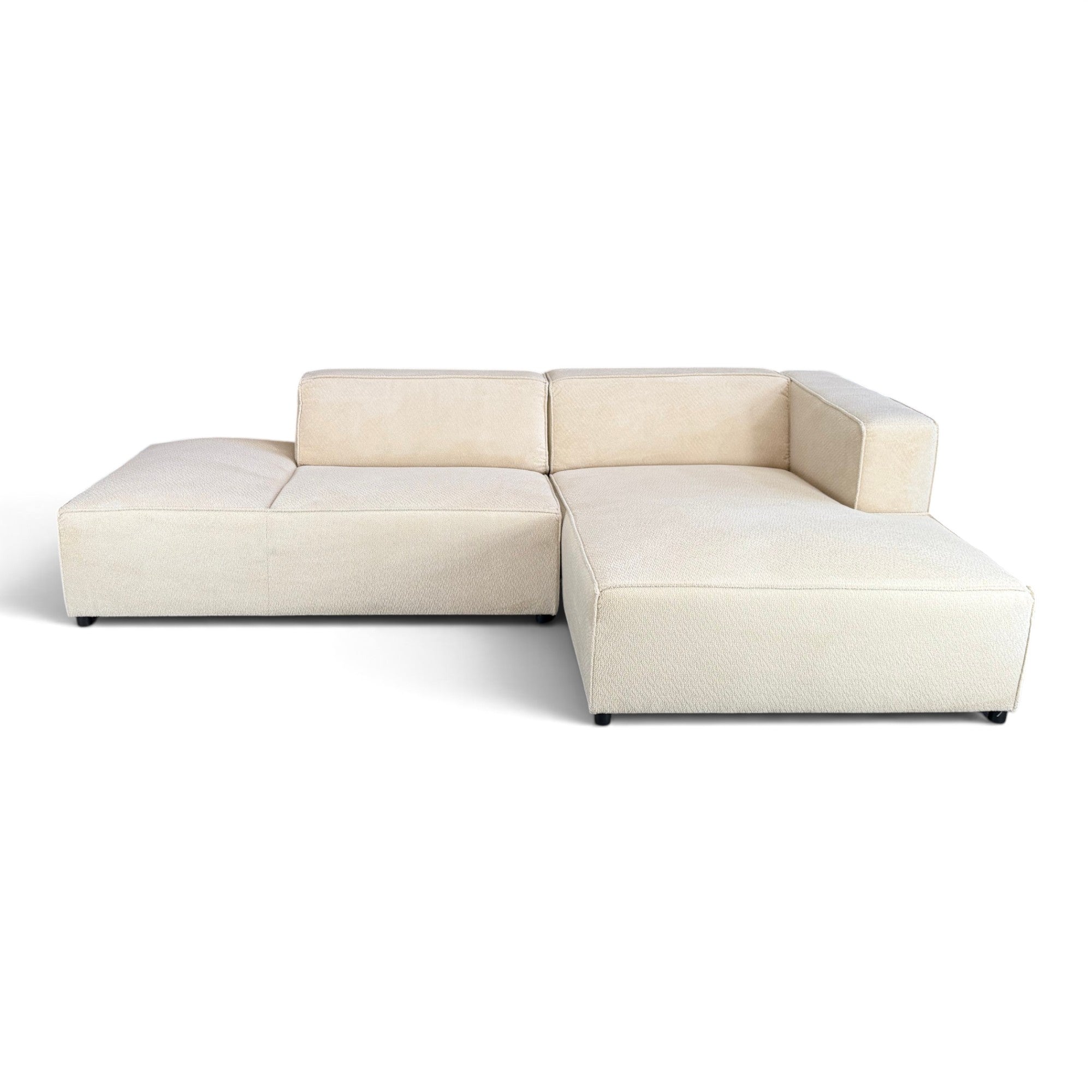 Canapé d'angle droit fixe HAVA tissu beige