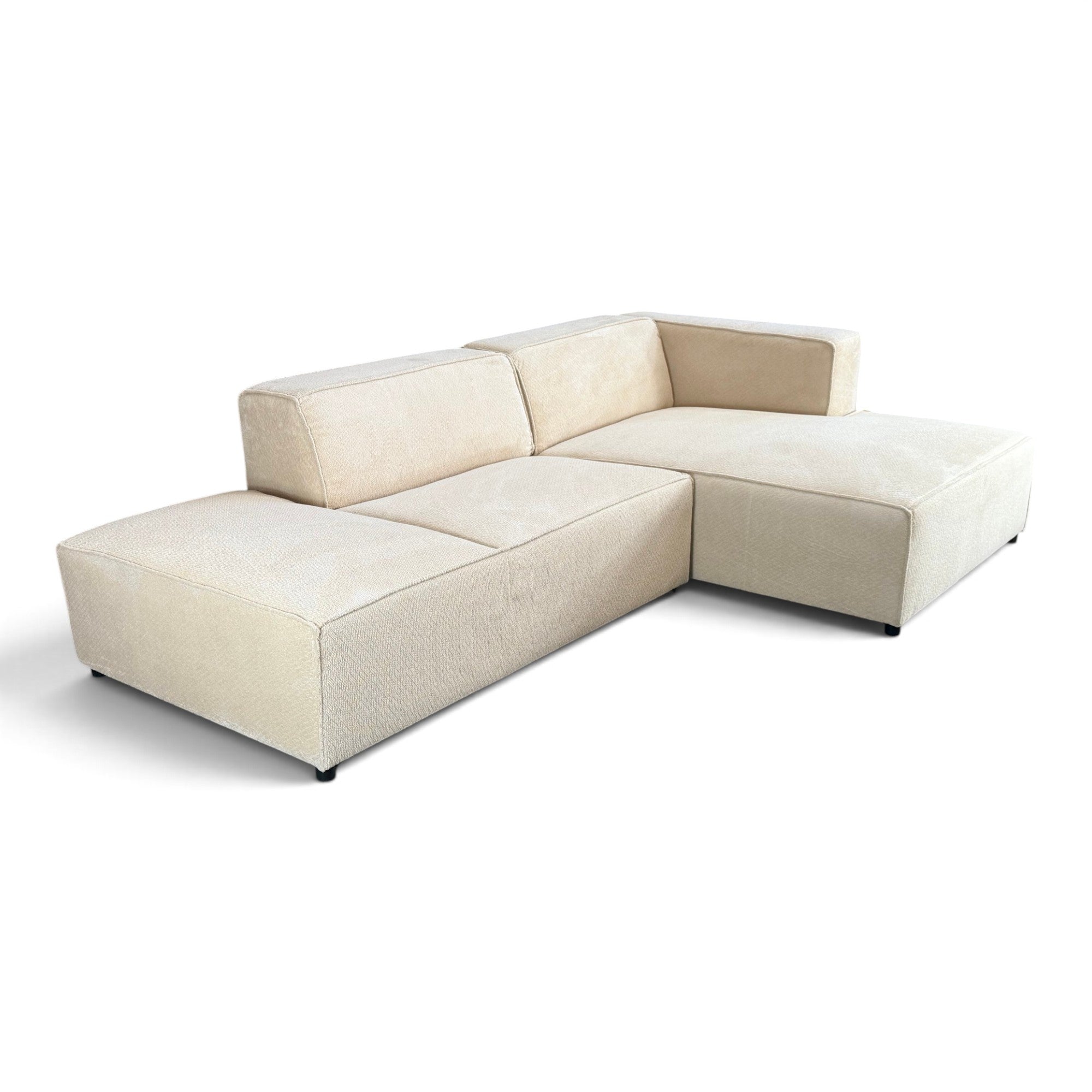 Canapé d'angle droit fixe HAVA tissu beige
