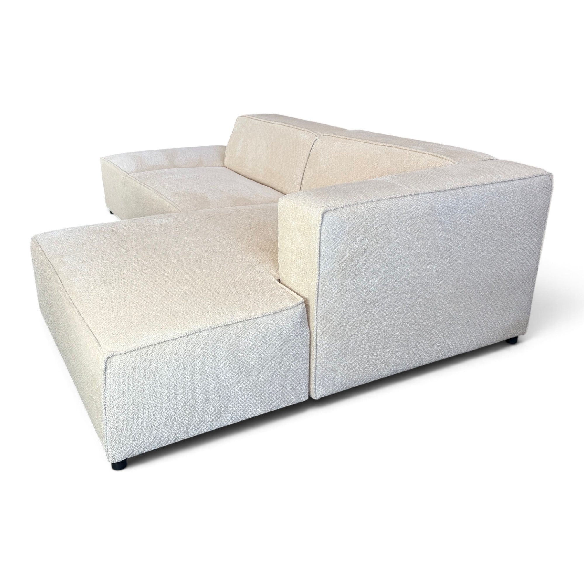 Canapé d'angle droit fixe HAVA tissu beige
