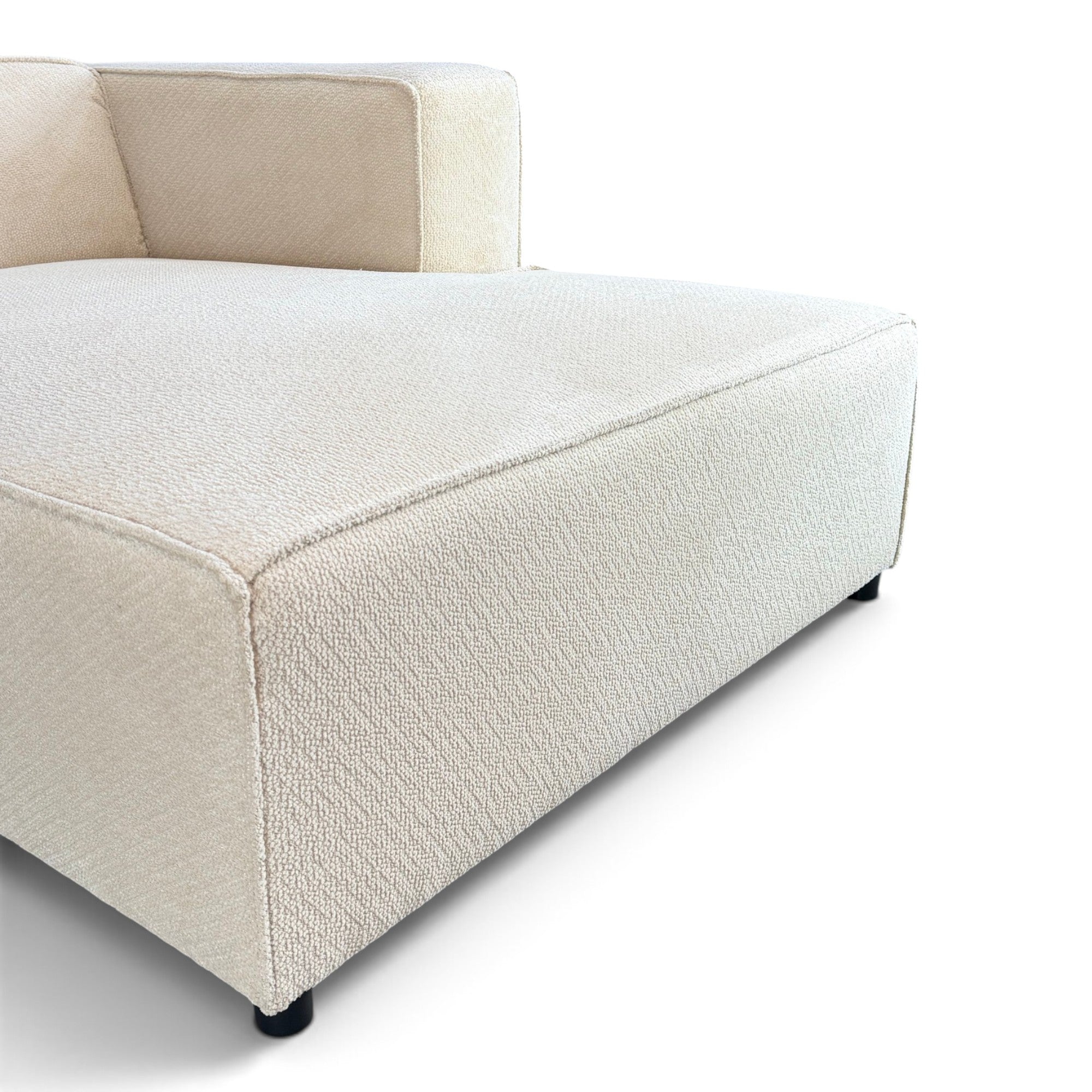 Canapé d'angle droit fixe HAVA tissu beige