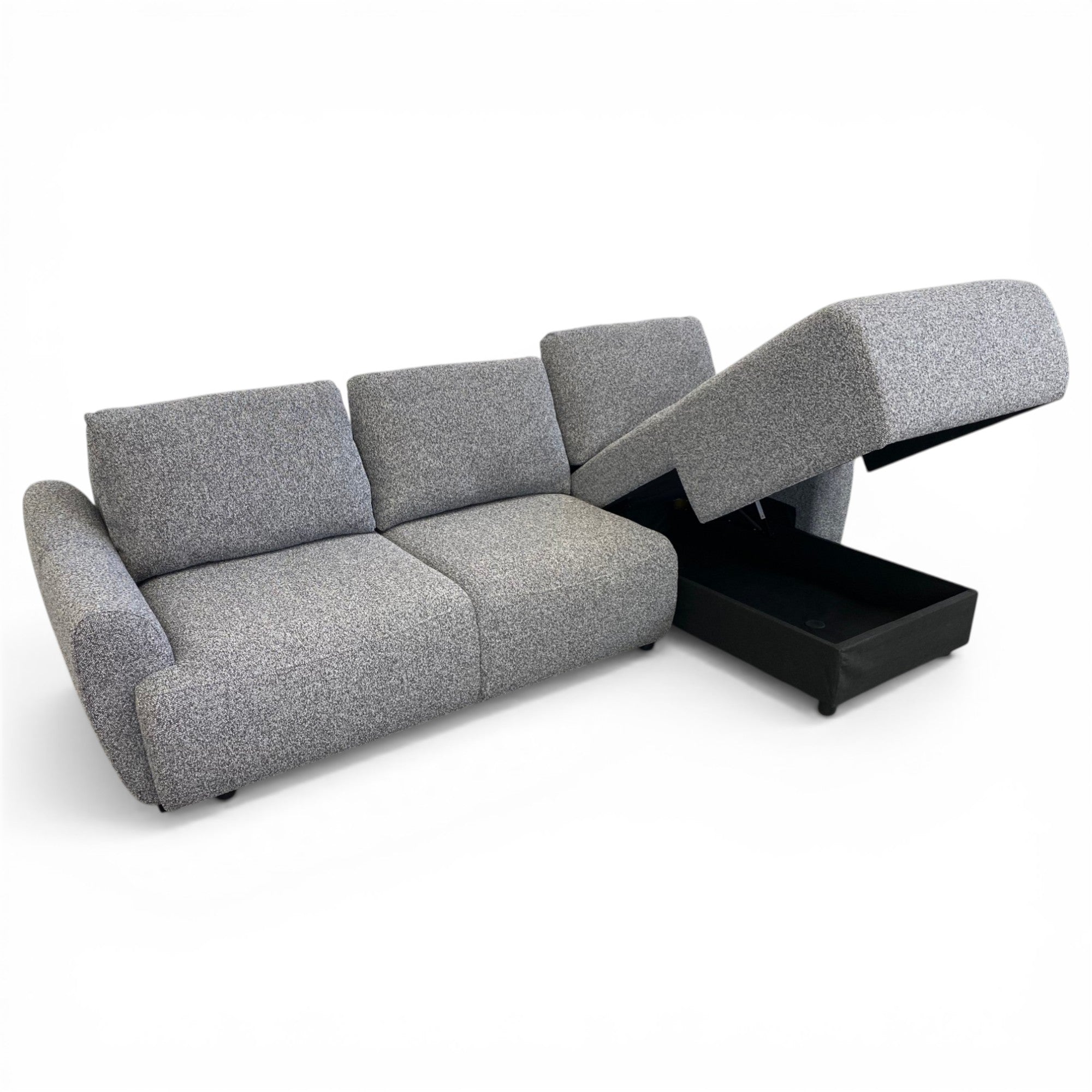 Canapé d'angle droit convertible tissu gris - APPIA
