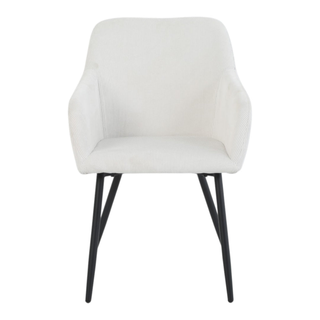 2 chaises avec accoudoirs velours cotelé beige pieds métal - JADE