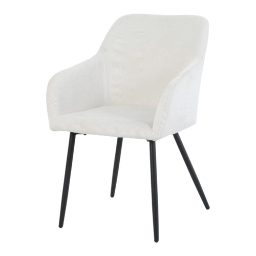 2 chaises avec accoudoirs velours cotelé beige pieds métal - JADE