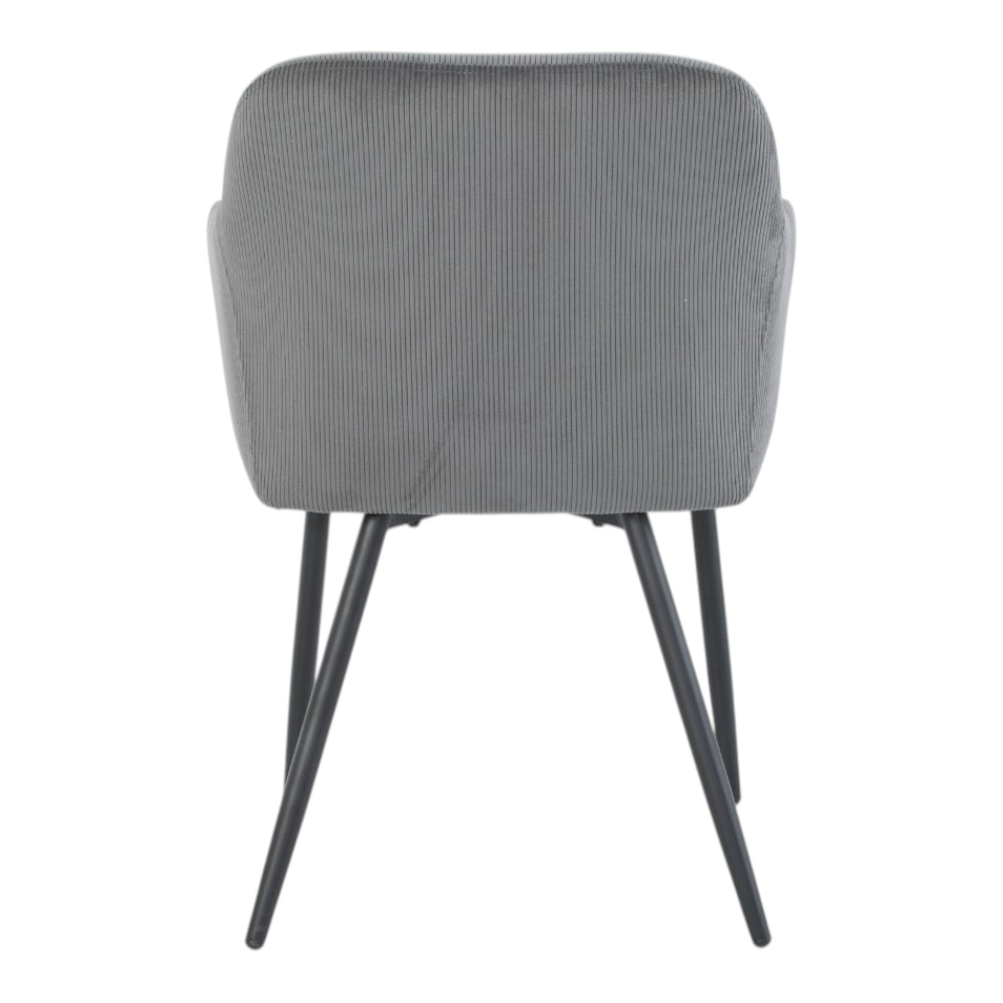2 chaises avec accoudoirs velours cotelé gris pieds métal noir - JADE