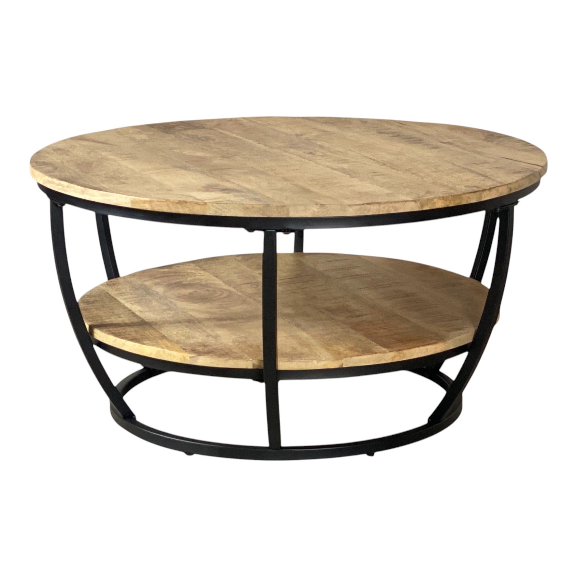 Table basse ronde bois massif pieds métal - JAMBI
