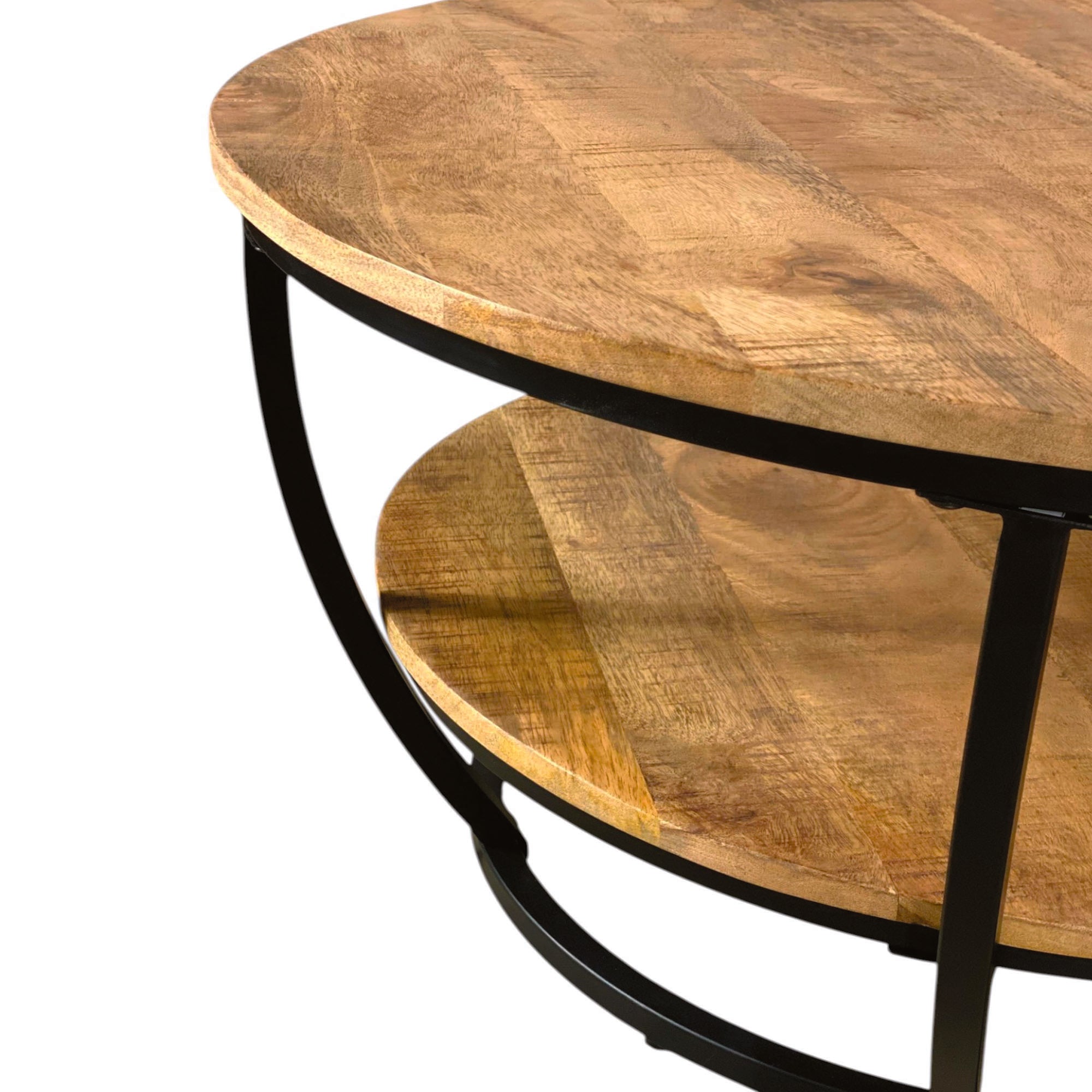 Table basse ronde bois massif pieds métal - JAMBI
