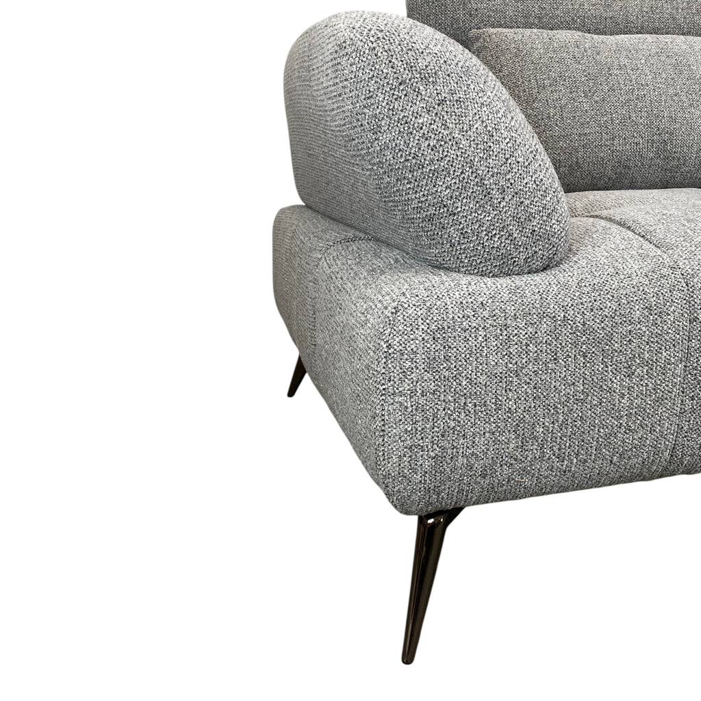 Canapé d'angle droit tissu gris 280 cm avec tétières mobiles - JUBEL