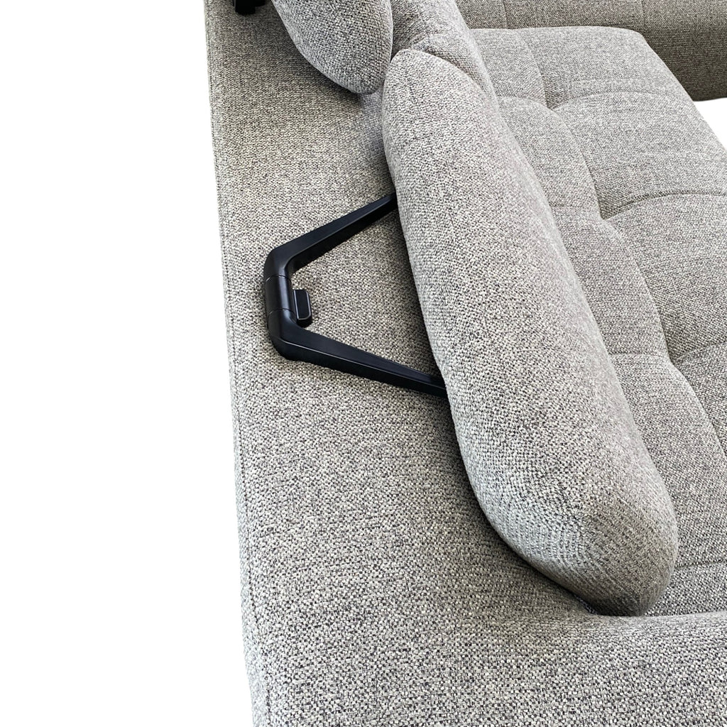 Canapé d'angle droit tissu gris 280 cm avec tétières mobiles - JUBEL