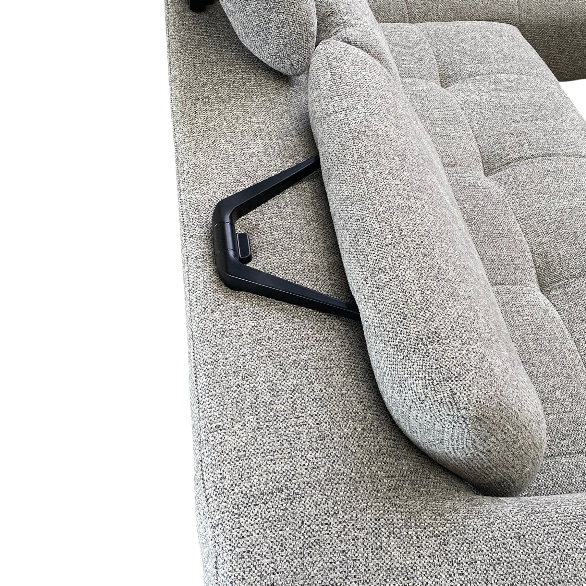 Canapé d'angle droit tissu gris 280 cm avec tétières mobiles - JUBEL