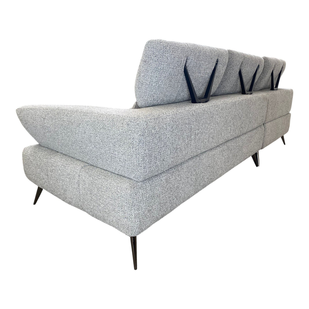 Canapé d'angle gauche tissu gris 280 cm avec tétières mobiles - JUBEL