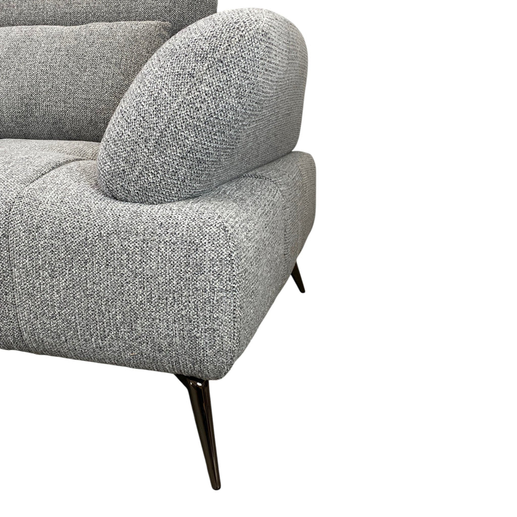 Canapé d'angle gauche tissu gris 280 cm avec tétières mobiles - JUBEL