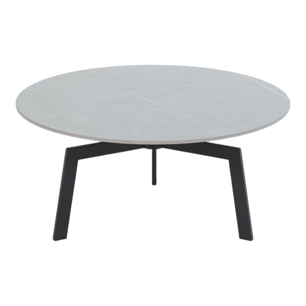 Table basse ronde céramique coloris gris pieds métal noir - LILY