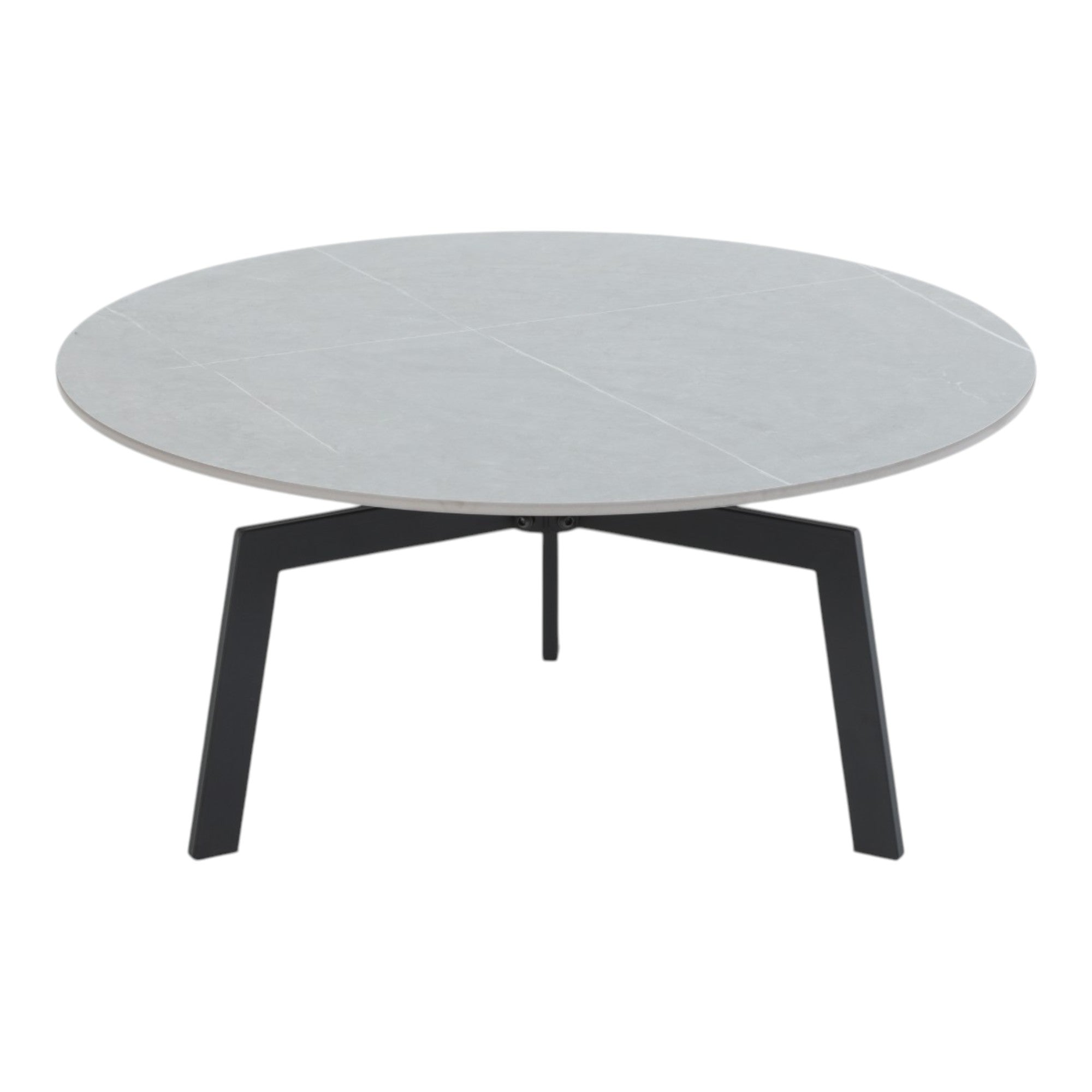 Table basse ronde céramique coloris gris pieds métal noir - LILY
