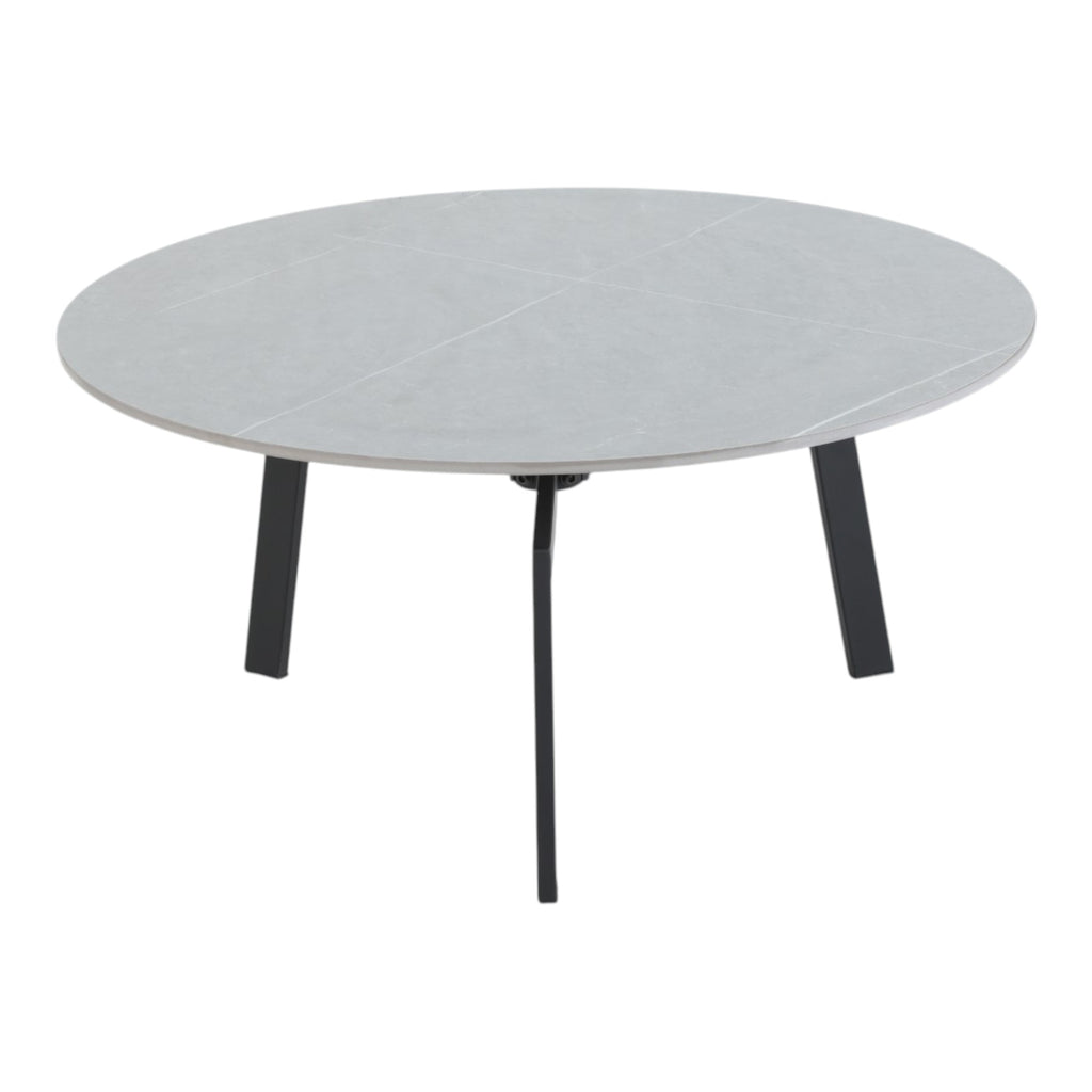 Table basse ronde céramique coloris gris pieds métal noir - LILY