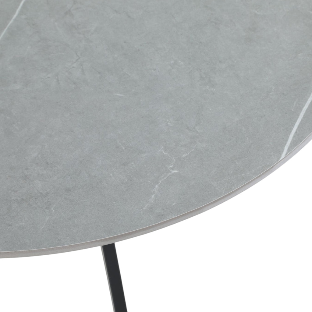 Table basse ronde céramique coloris gris pieds métal noir - LILY