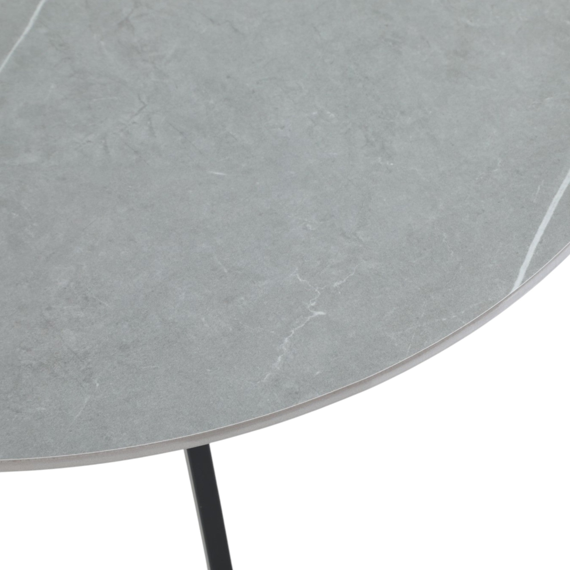 Table basse ronde céramique coloris gris pieds métal noir - LILY