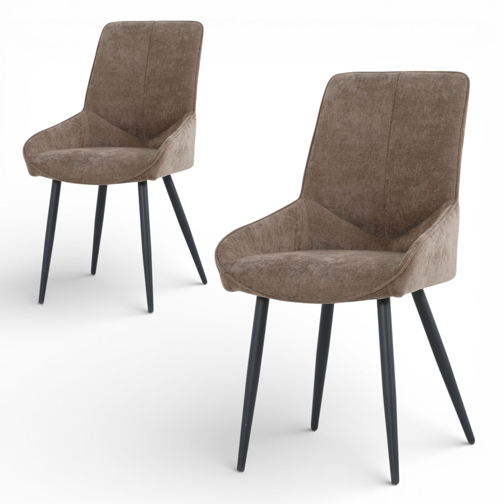 2 chaises tissu marron pieds métal - BJORN