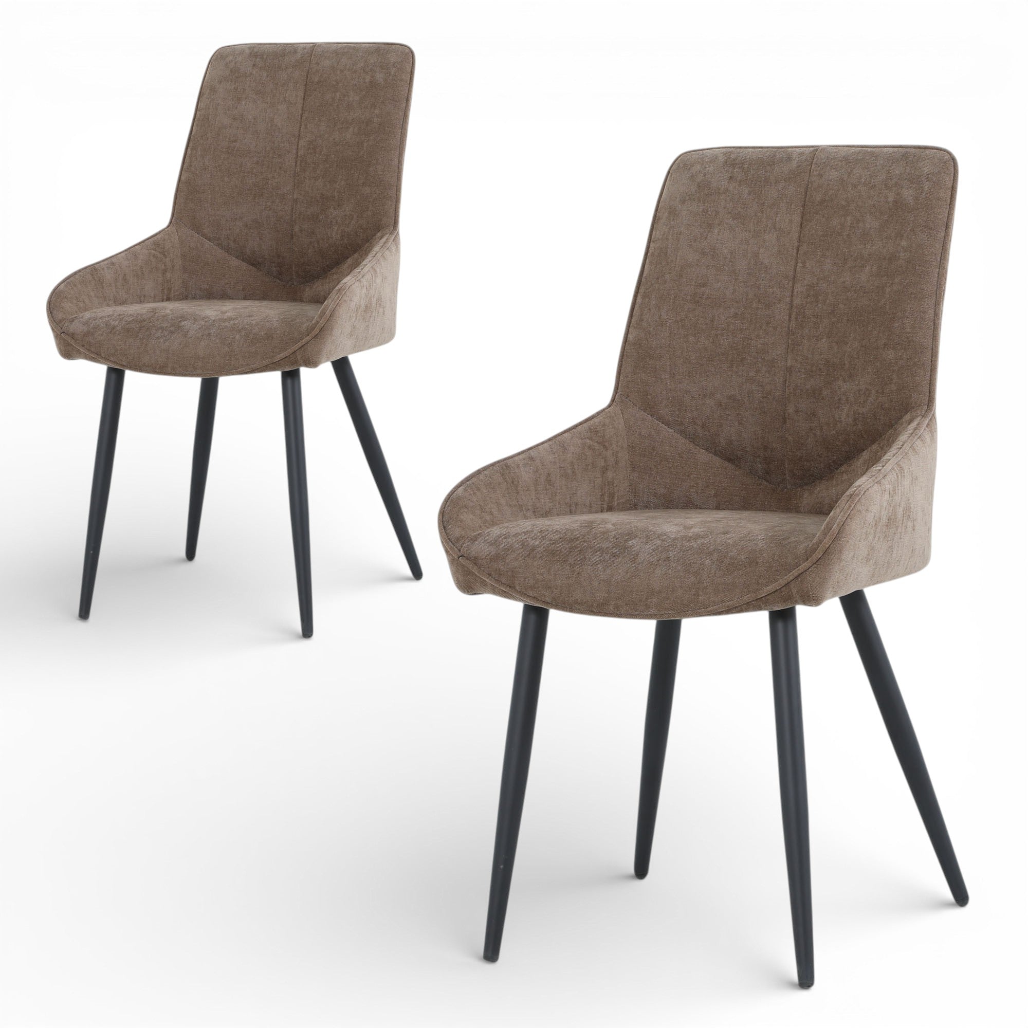 2 chaises tissu marron pieds métal - BJORN