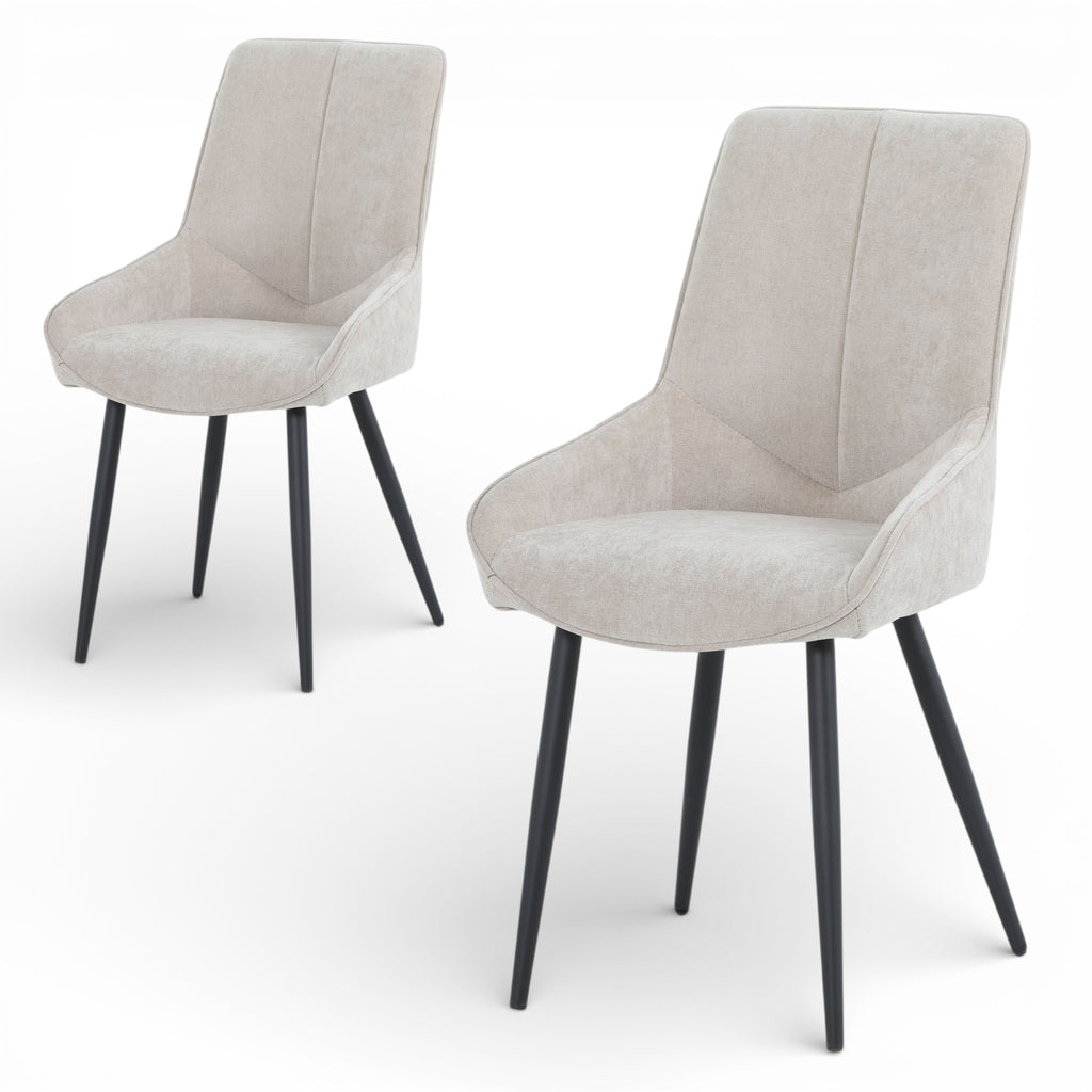 2 chaises tissu beige pieds métal - BJORN