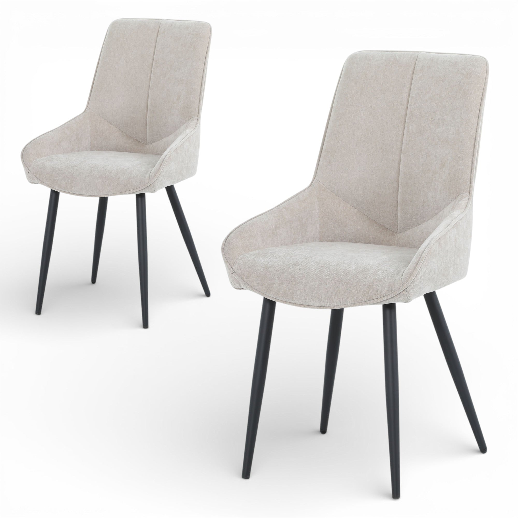2 chaises tissu beige pieds métal - BJORN