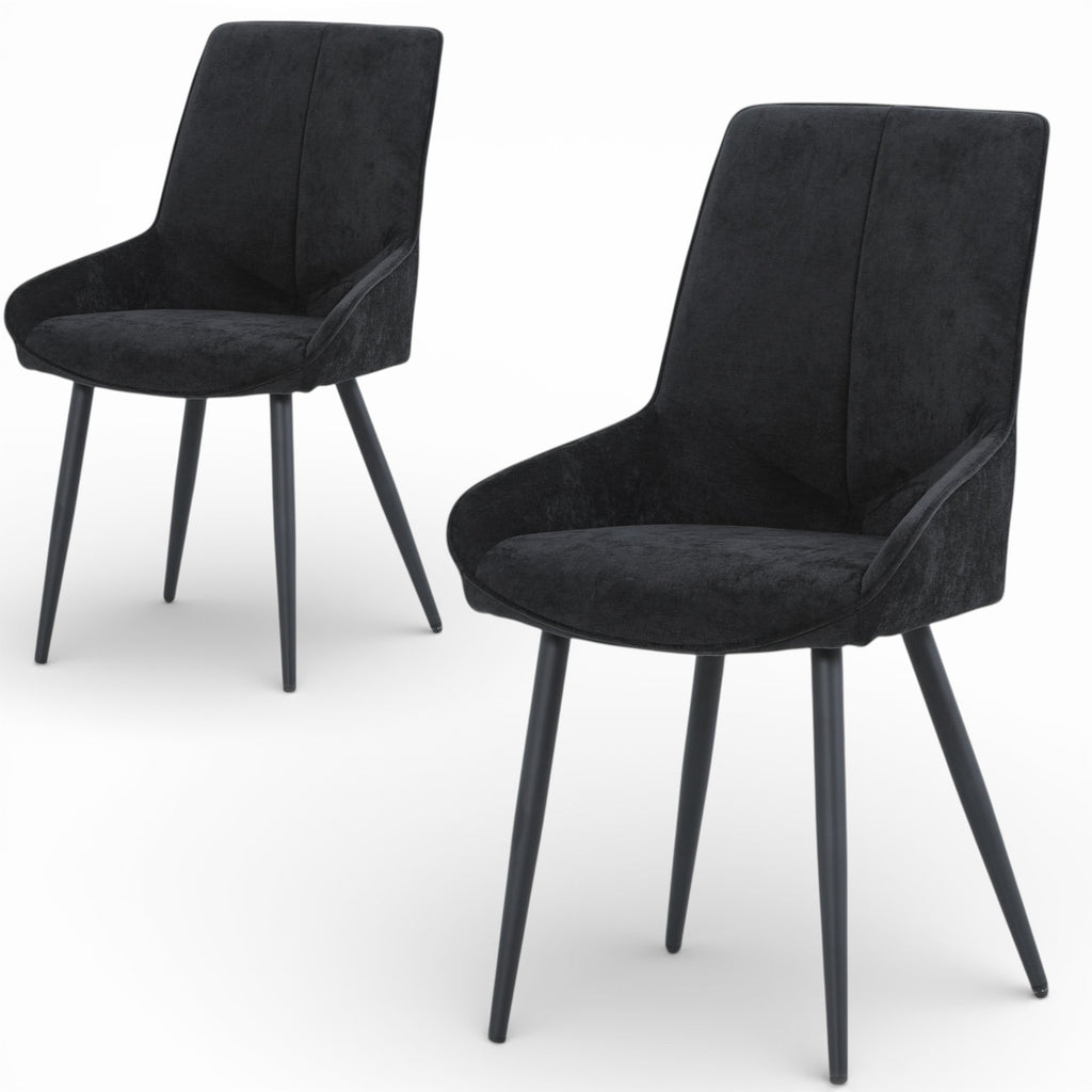2 chaises tissu noir pieds métal - BJORN
