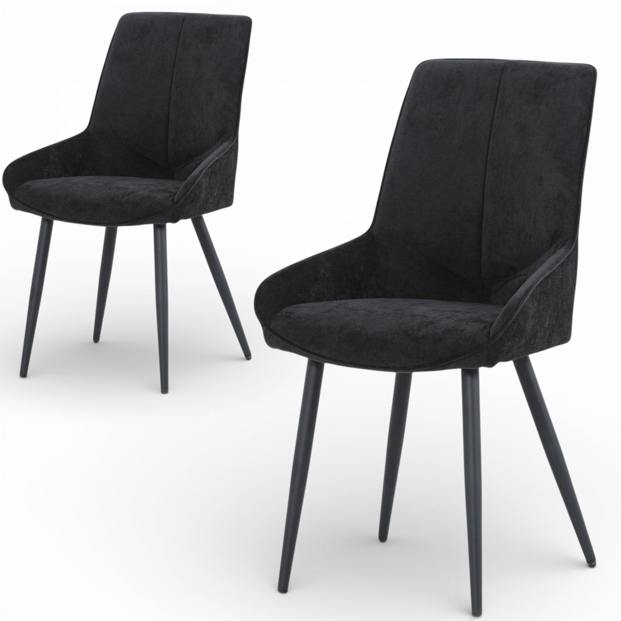 2 chaises tissu noir pieds métal - BJORN