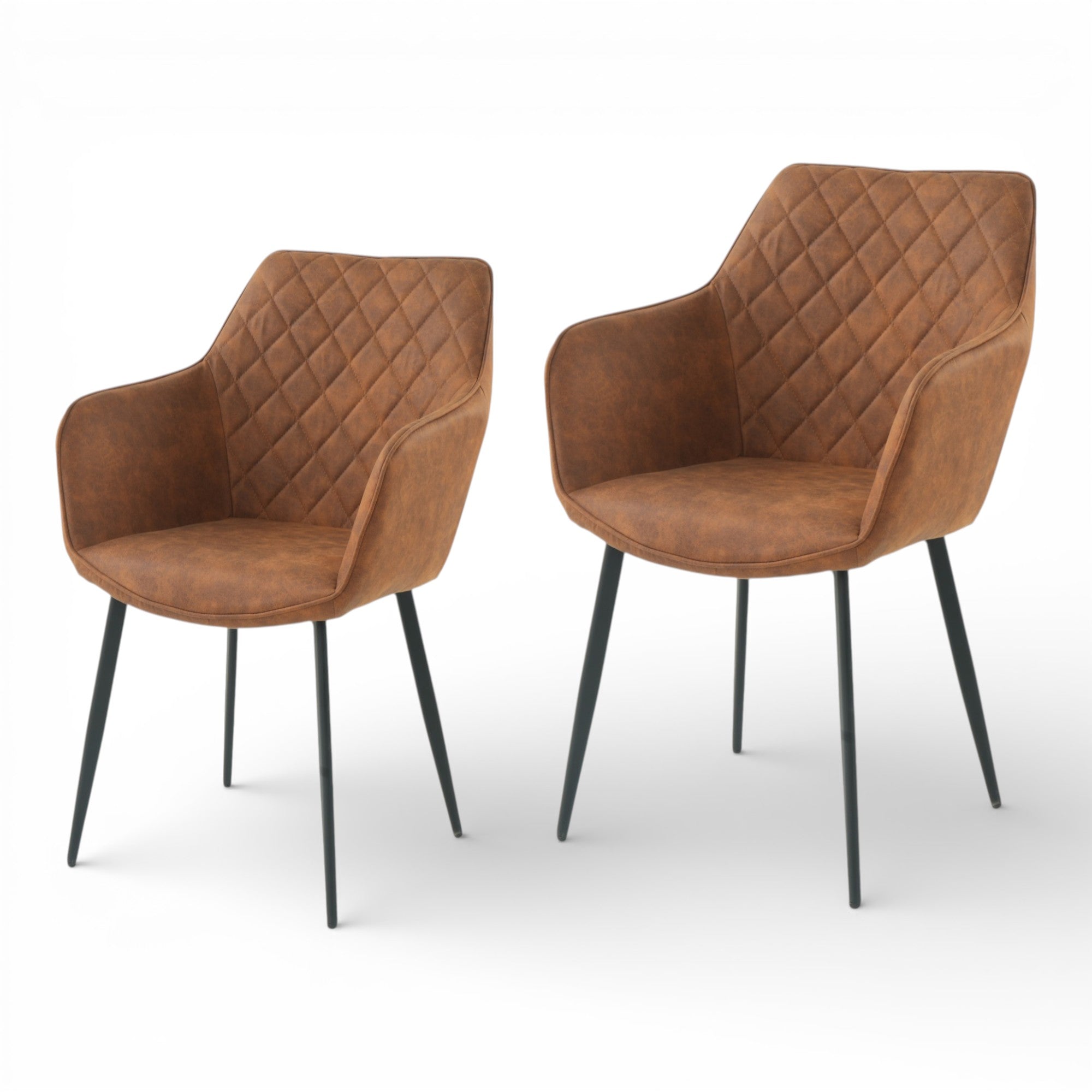 2 chaises avec accoudoirs tissu rouille pieds métal - ROLF
