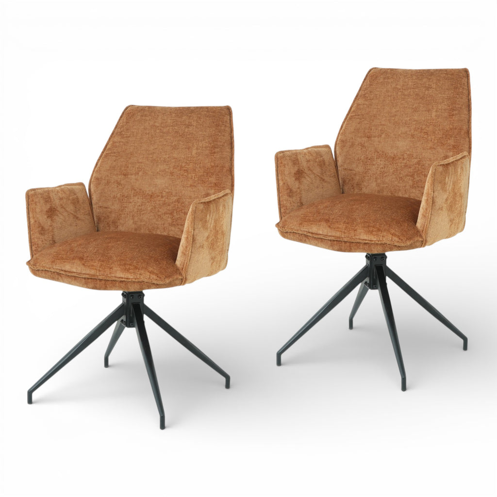 Lot de 2 chaises avec accoudoirs pivotantes tissu orange - FITOUS