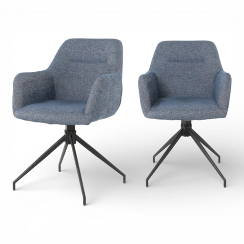 2 chaises avec accoudoirs pivotantes tissu bleu - MORINI