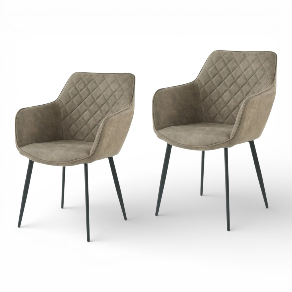 2 chaises avec accoudoirs tissu beige pieds métal - ROLF