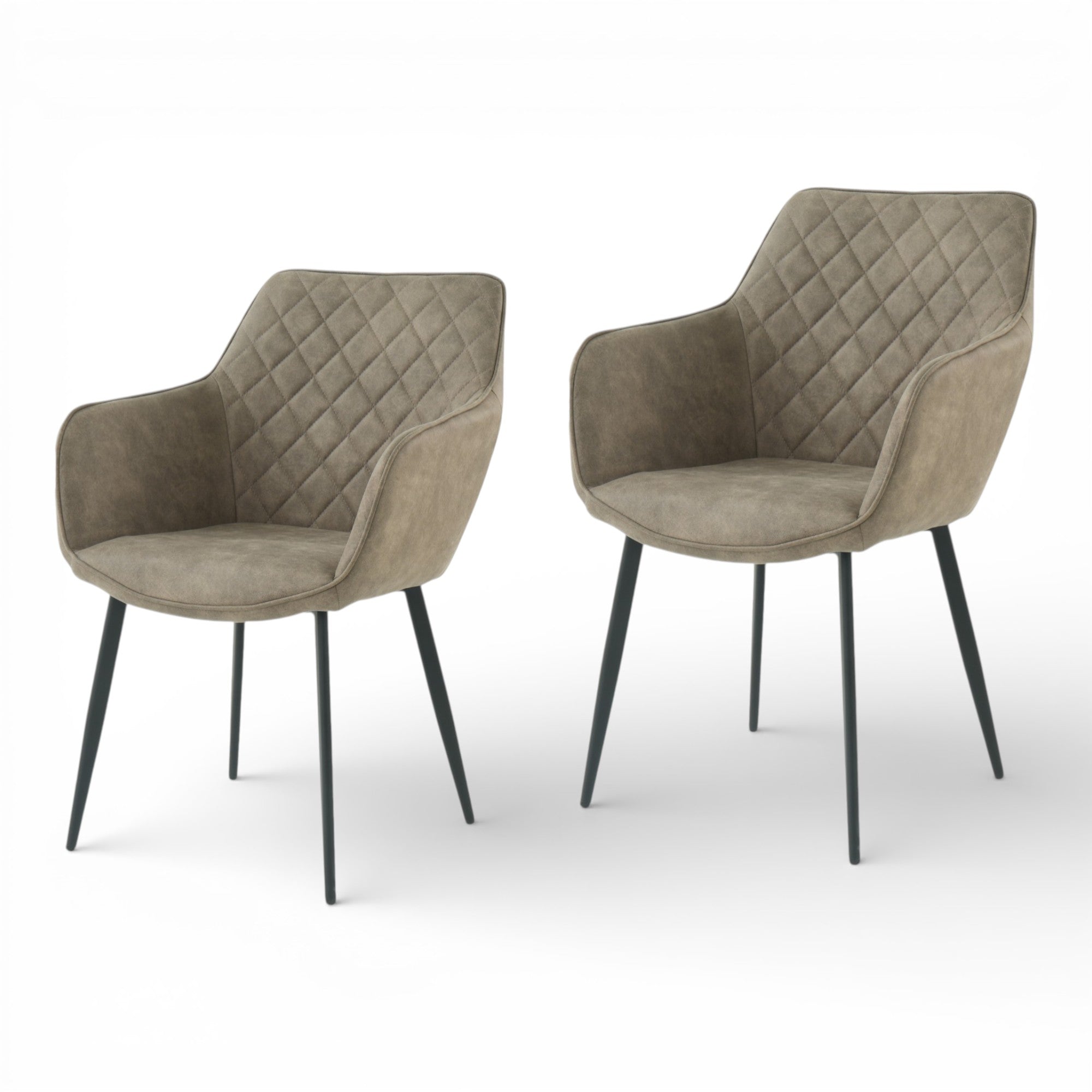 2 chaises avec accoudoirs tissu beige pieds métal - ROLF