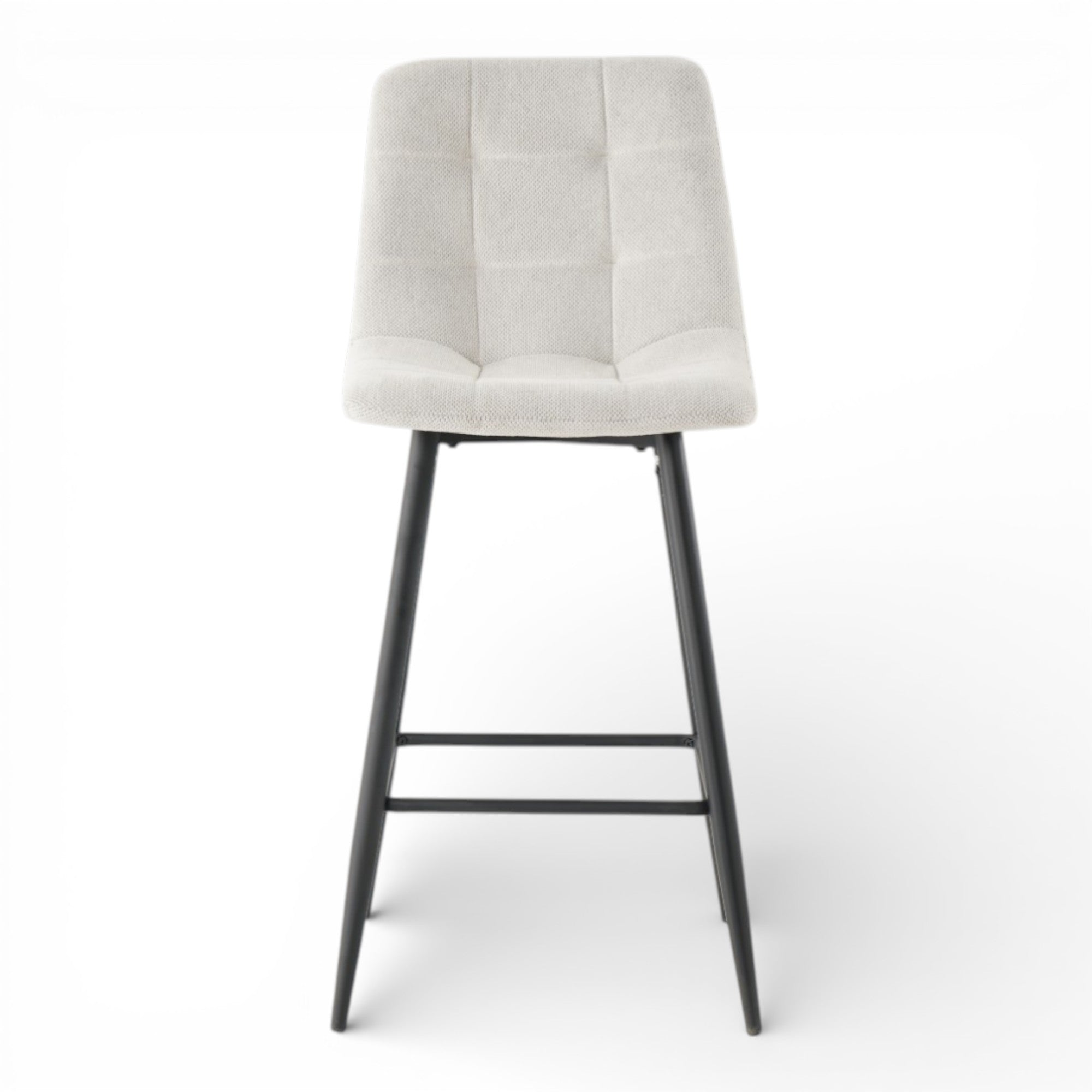 2 chaises hautes / tabourets H65 cm tissu beige - CURIO