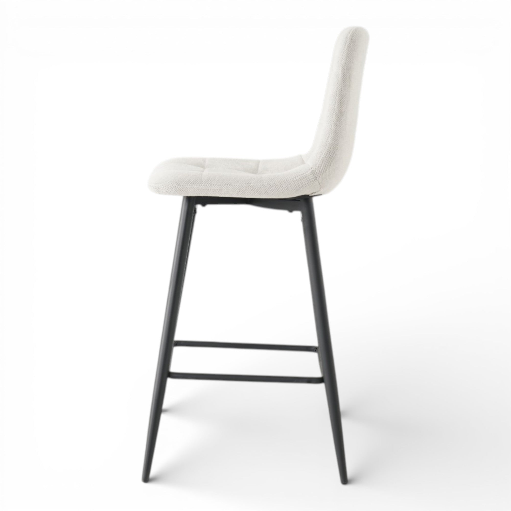 2 chaises hautes / tabourets H65 cm tissu beige - CURIO