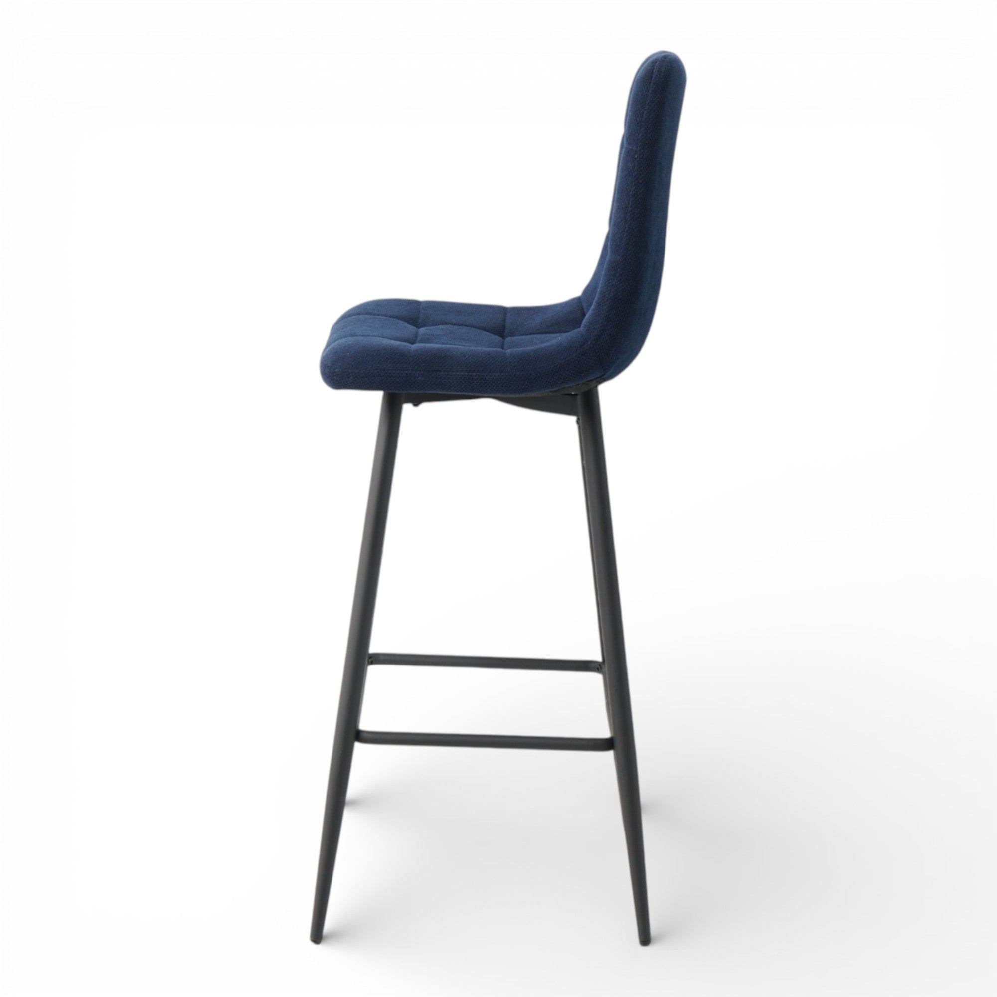 2 chaises hautes / tabourets H65 cm tissu bleu foncé - CURIO