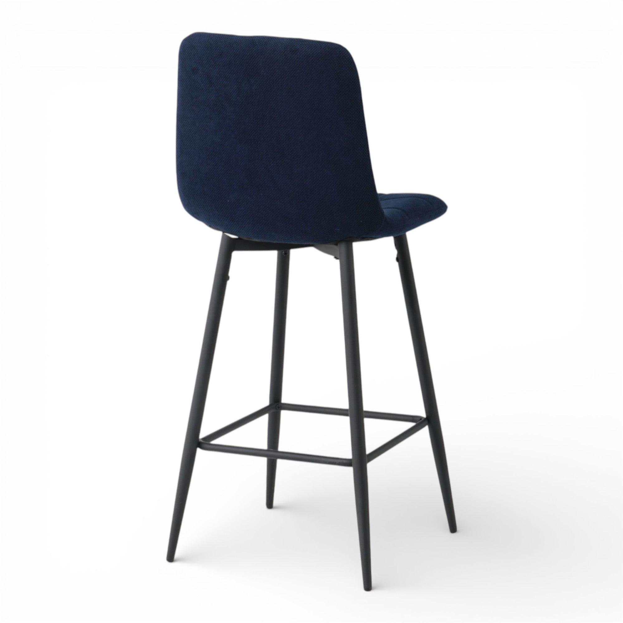 2 chaises hautes / tabourets H65 cm tissu bleu foncé - CURIO