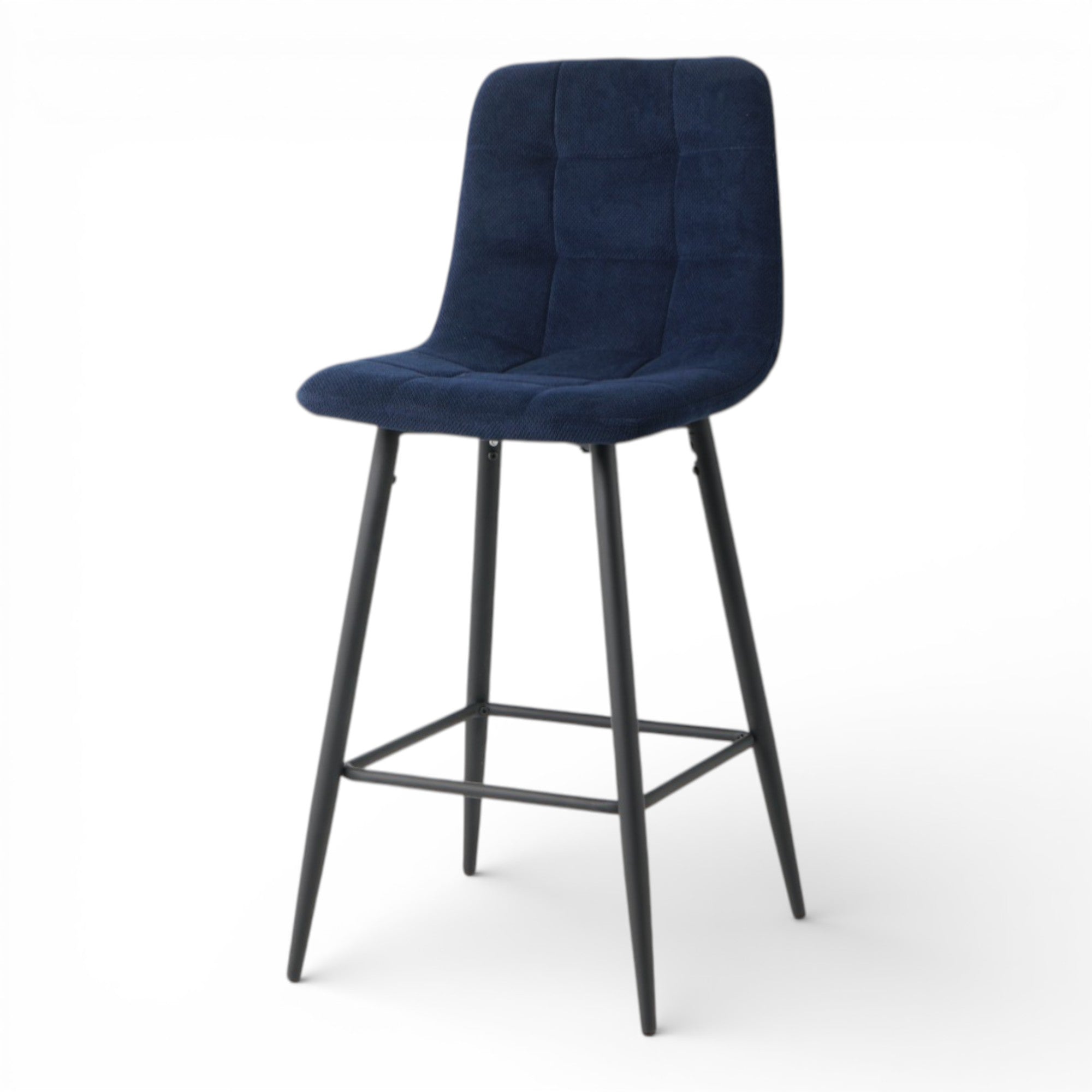 2 chaises hautes / tabourets H65 cm tissu bleu foncé - CURIO