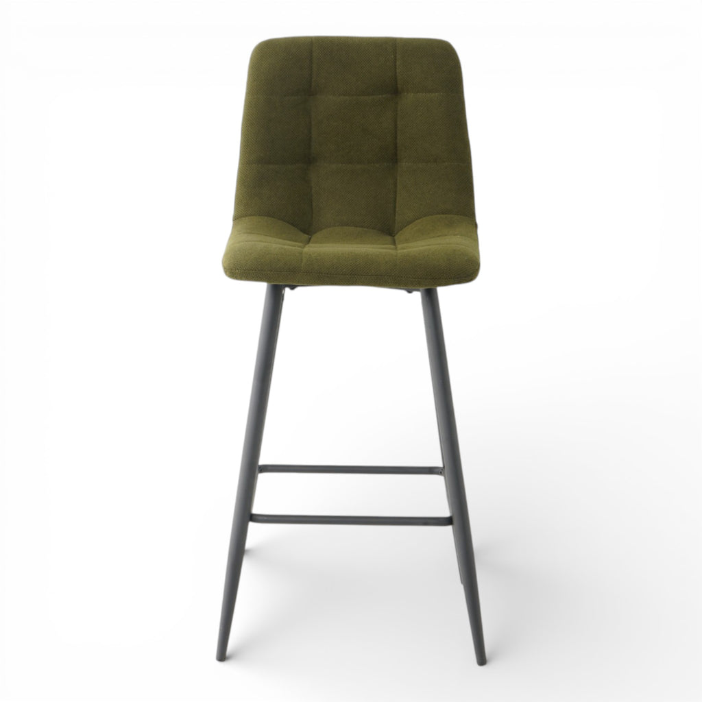 2 chaises hautes / tabourets H65 cm tissu vert - CURIO
