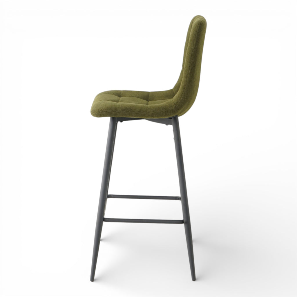 2 chaises hautes / tabourets H65 cm tissu vert - CURIO